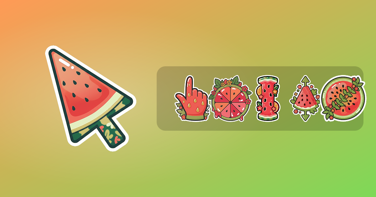 Melon Splash Custom Cursor Pack — preview of the melon splash mouse cursors