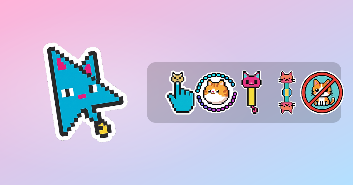 Pixel Neko Custom Cursor Pack — preview of the pixel neko mouse cursors