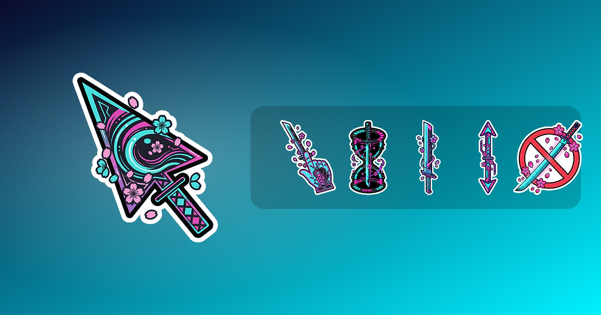 Katana Glow Custom Cursor Pack — preview of the katana glow mouse cursors