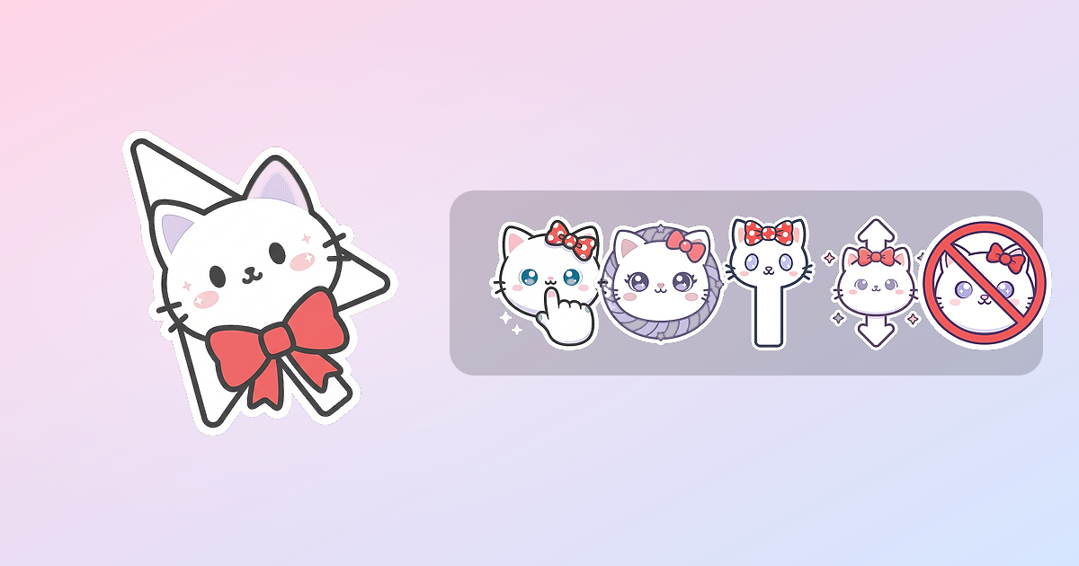 Kitty Bow Custom Cursor Pack — preview of the kitty bow mouse cursors